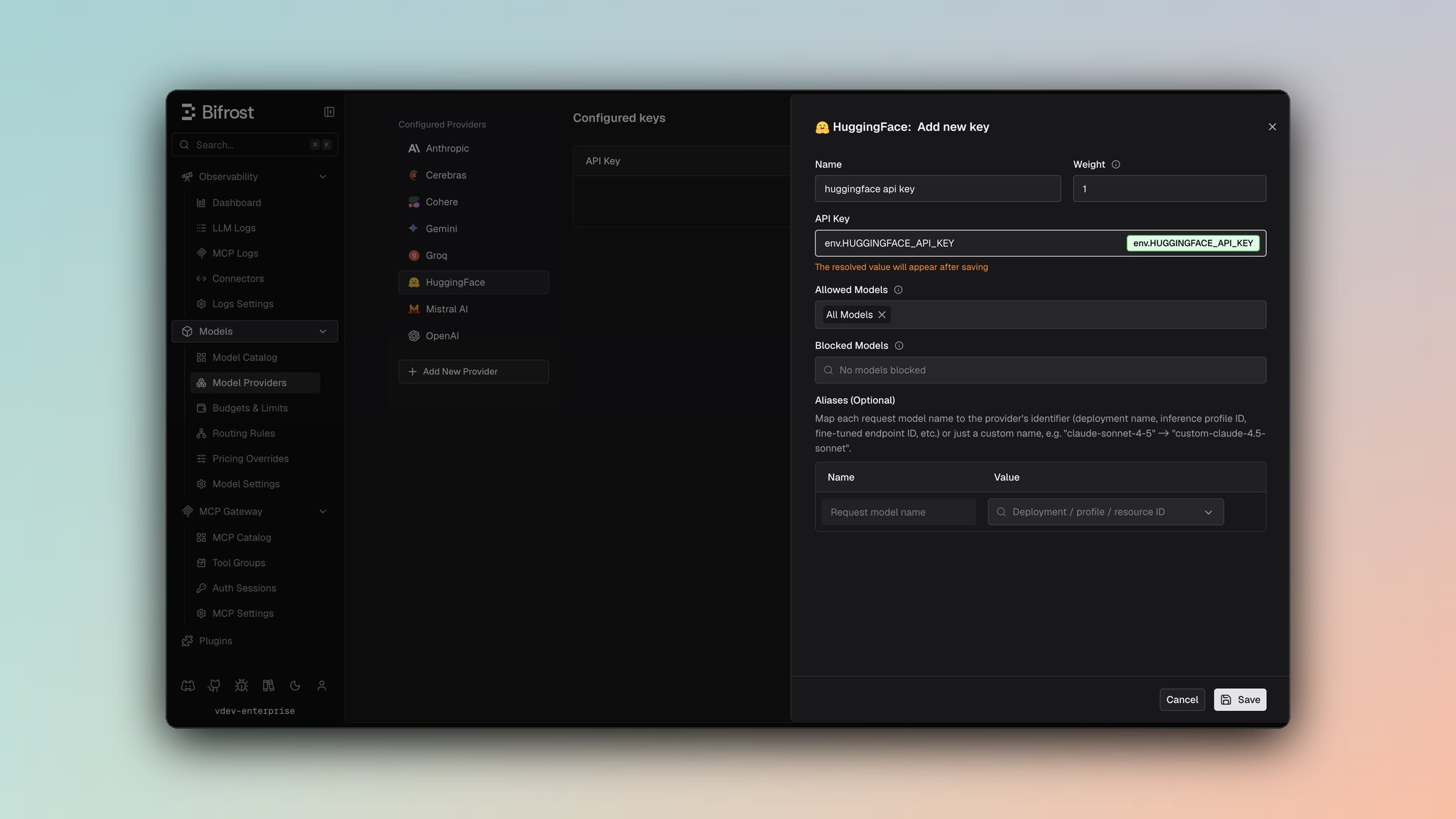 Hugging Face provider dashboard