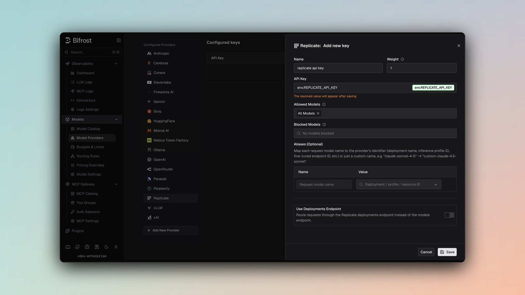 Replicate provider dashboard