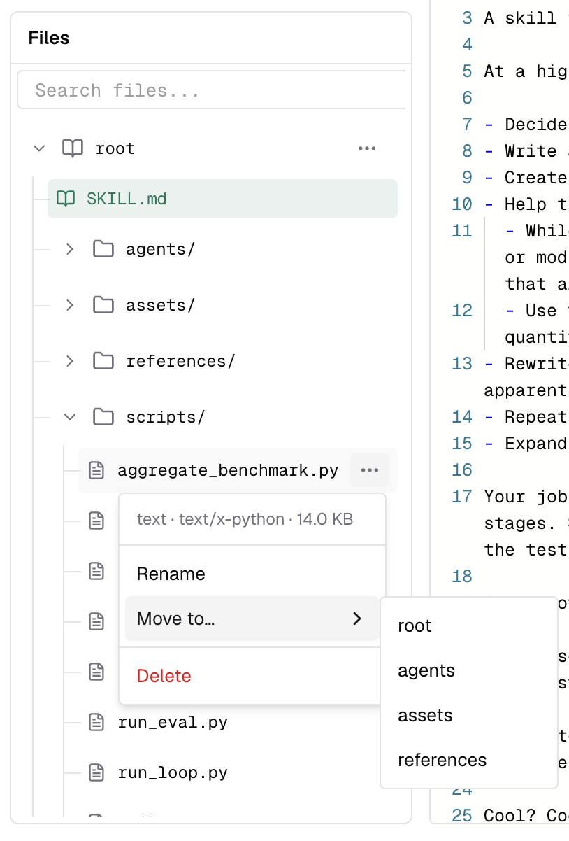 Move submenu listing available destination folders