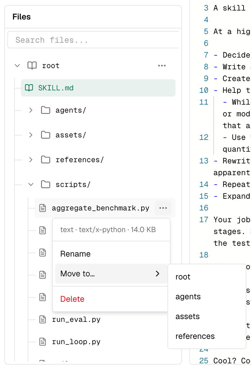 Move submenu listing available destination folders