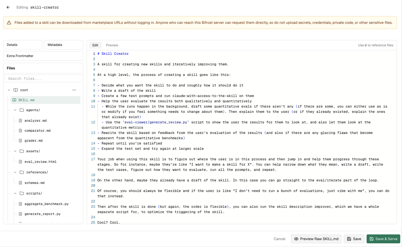 SKILL.md markdown editor