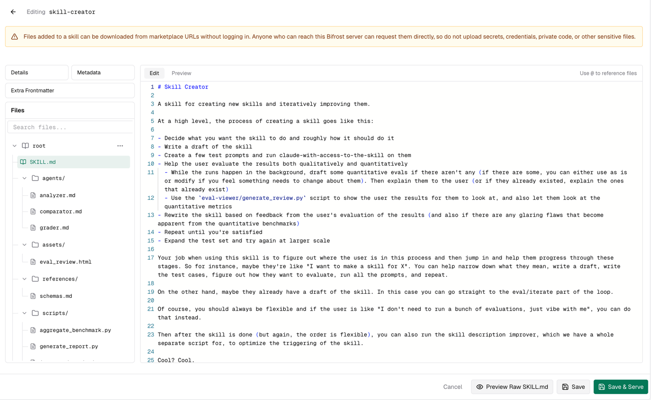 SKILL.md markdown editor