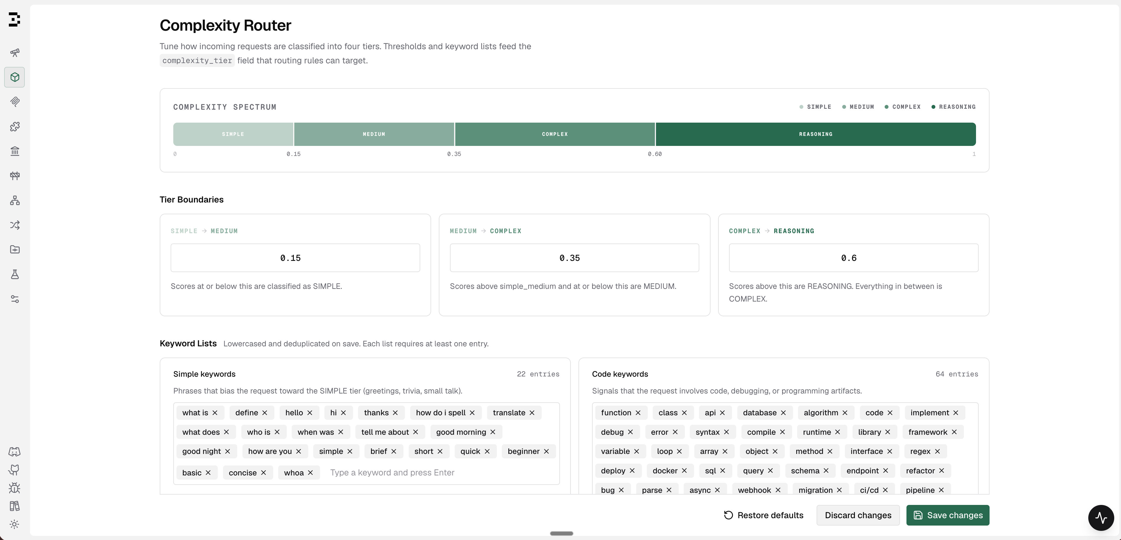 Complexity Router Tier Configuration