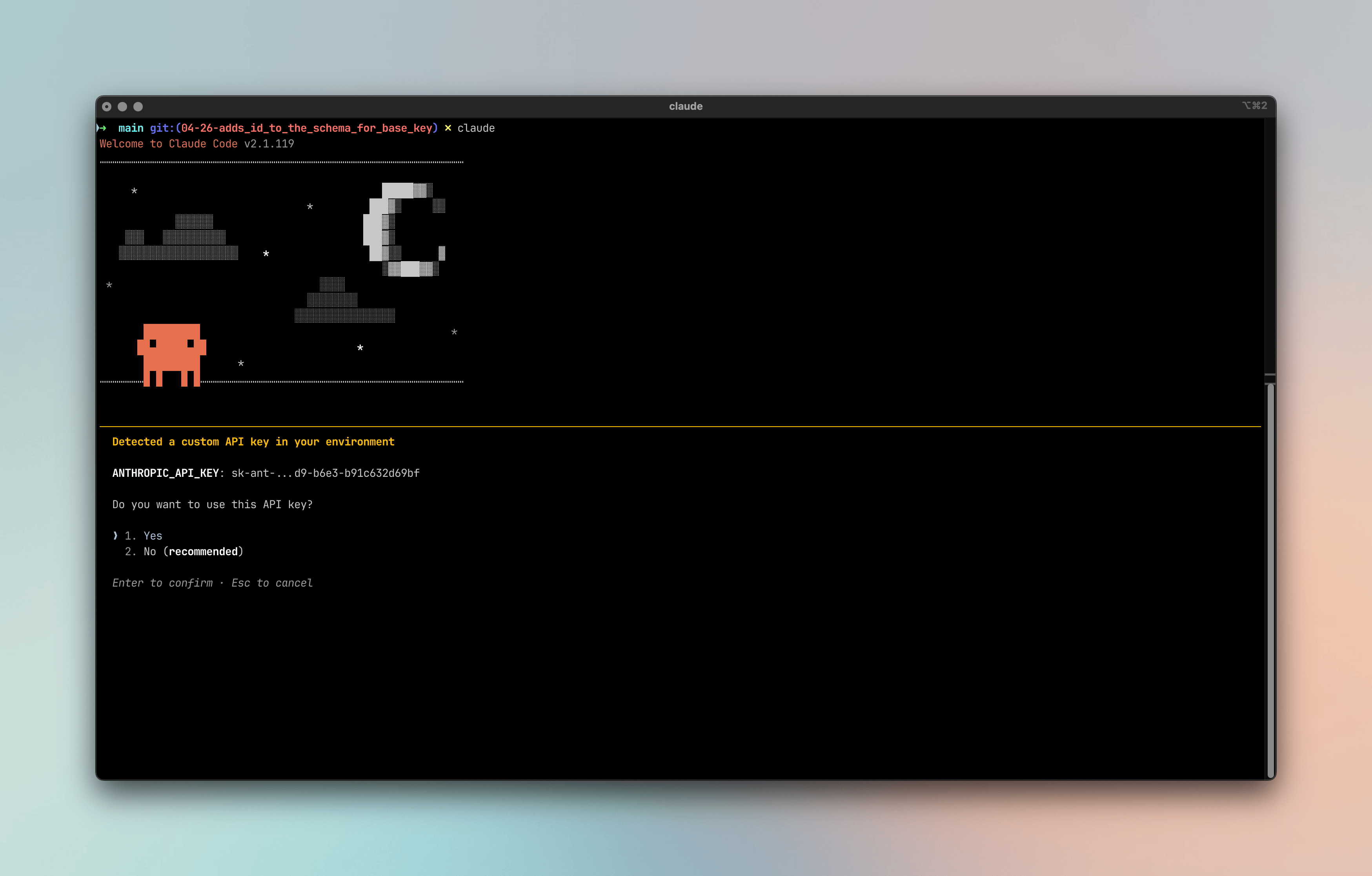 Claude cli API selection