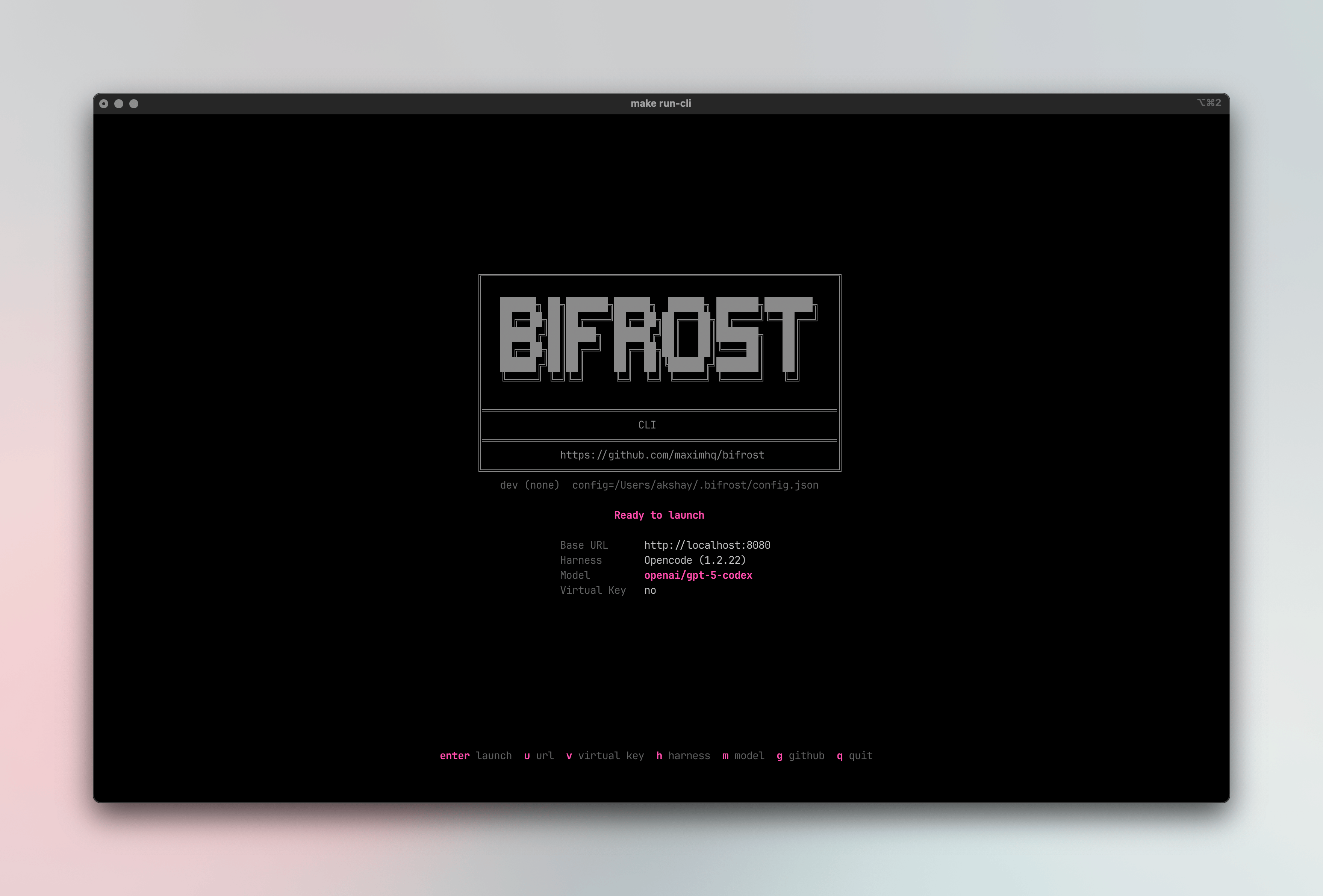 CLI welcome screen