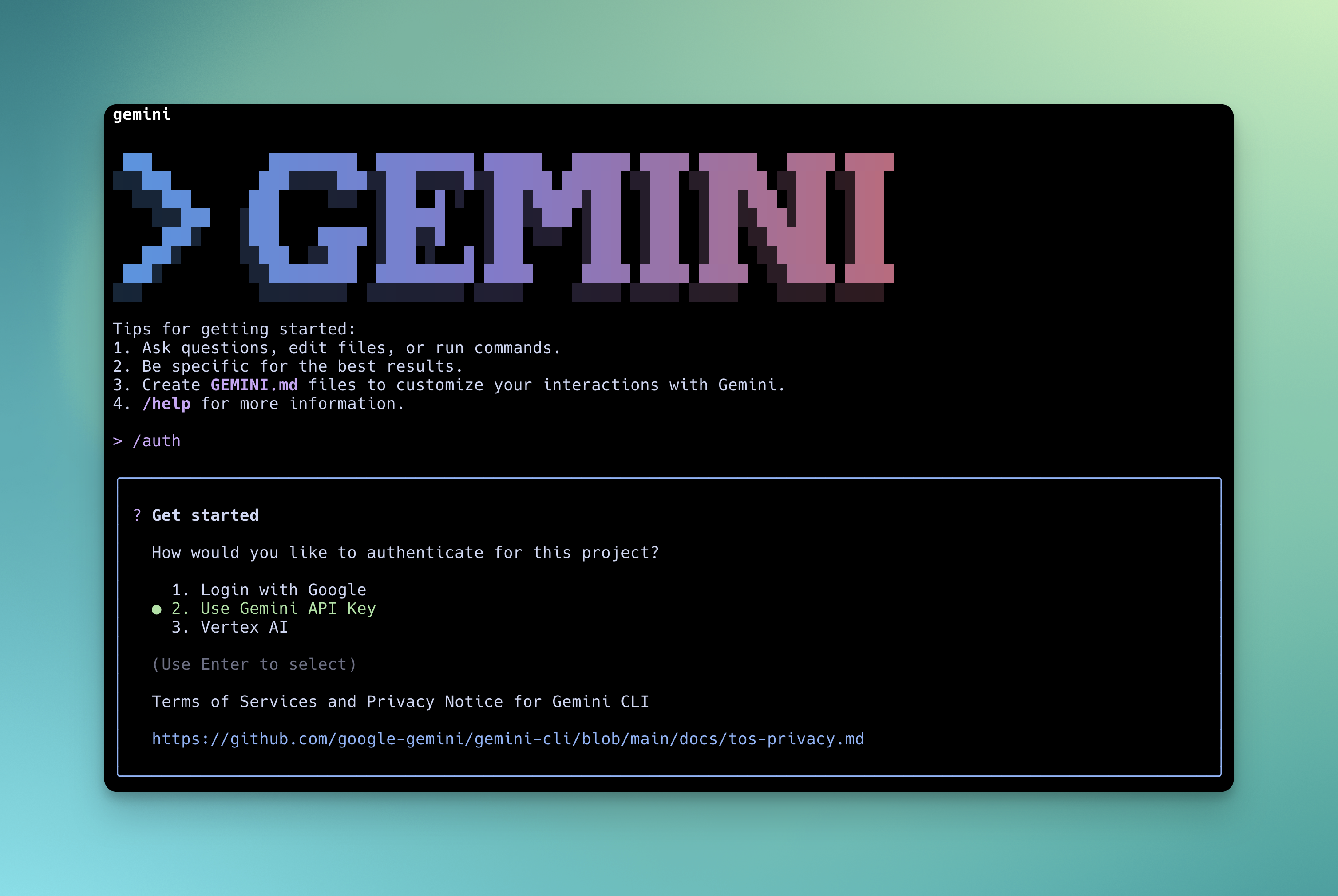 Gemini CLI authentication