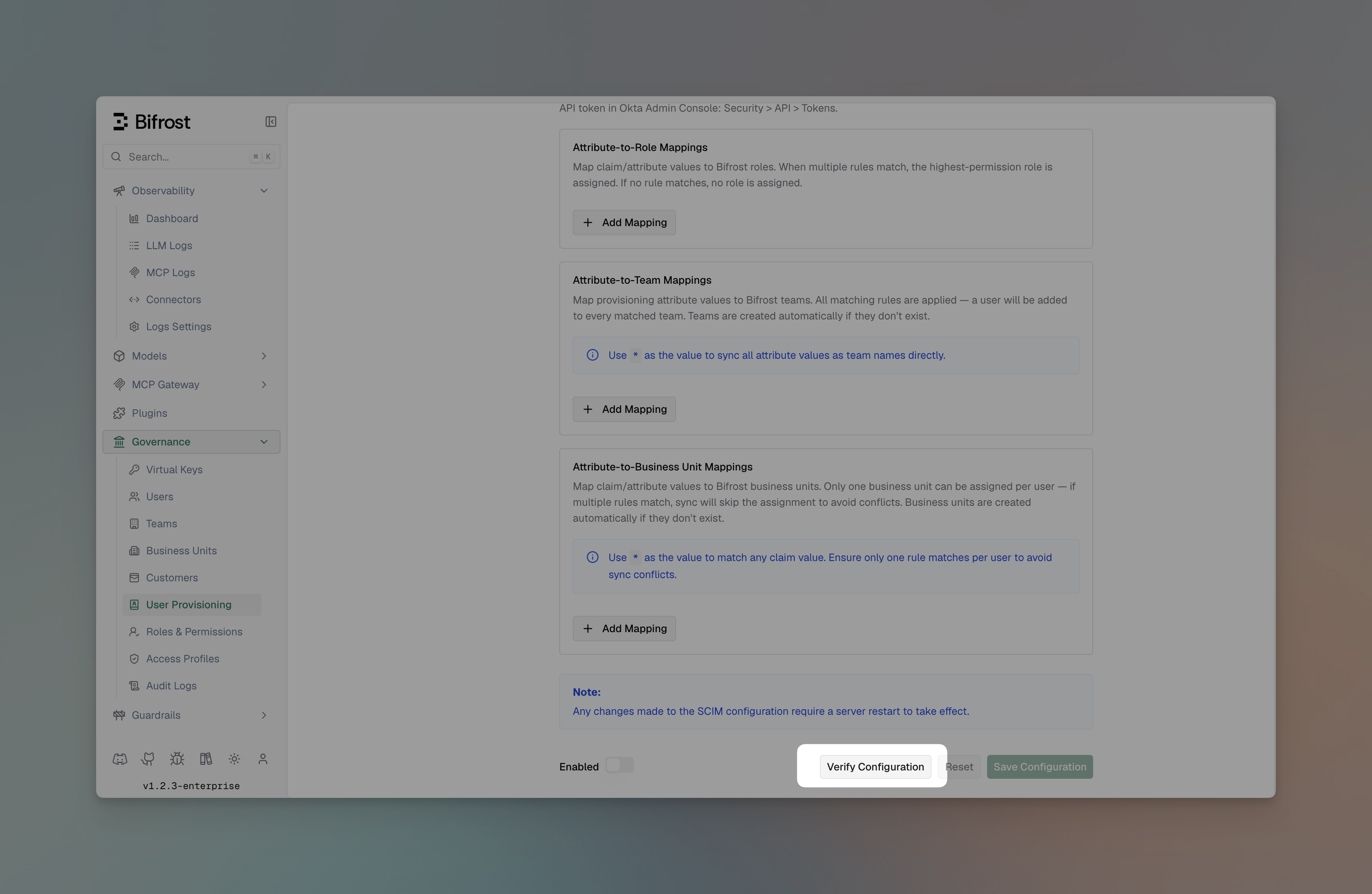 Selecting an OIDC provider in the Vikat dashboard