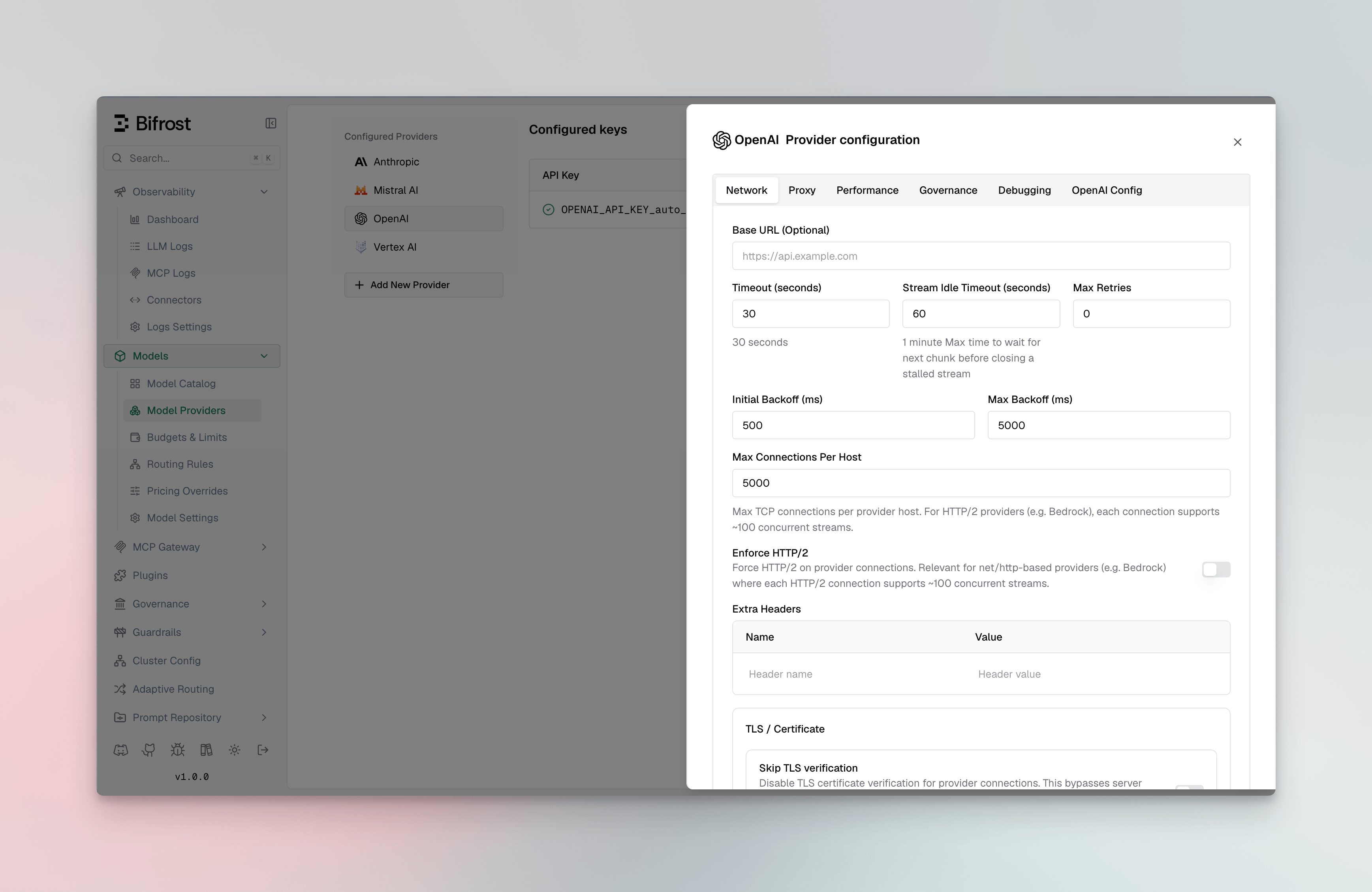 Provider Configuration Interface