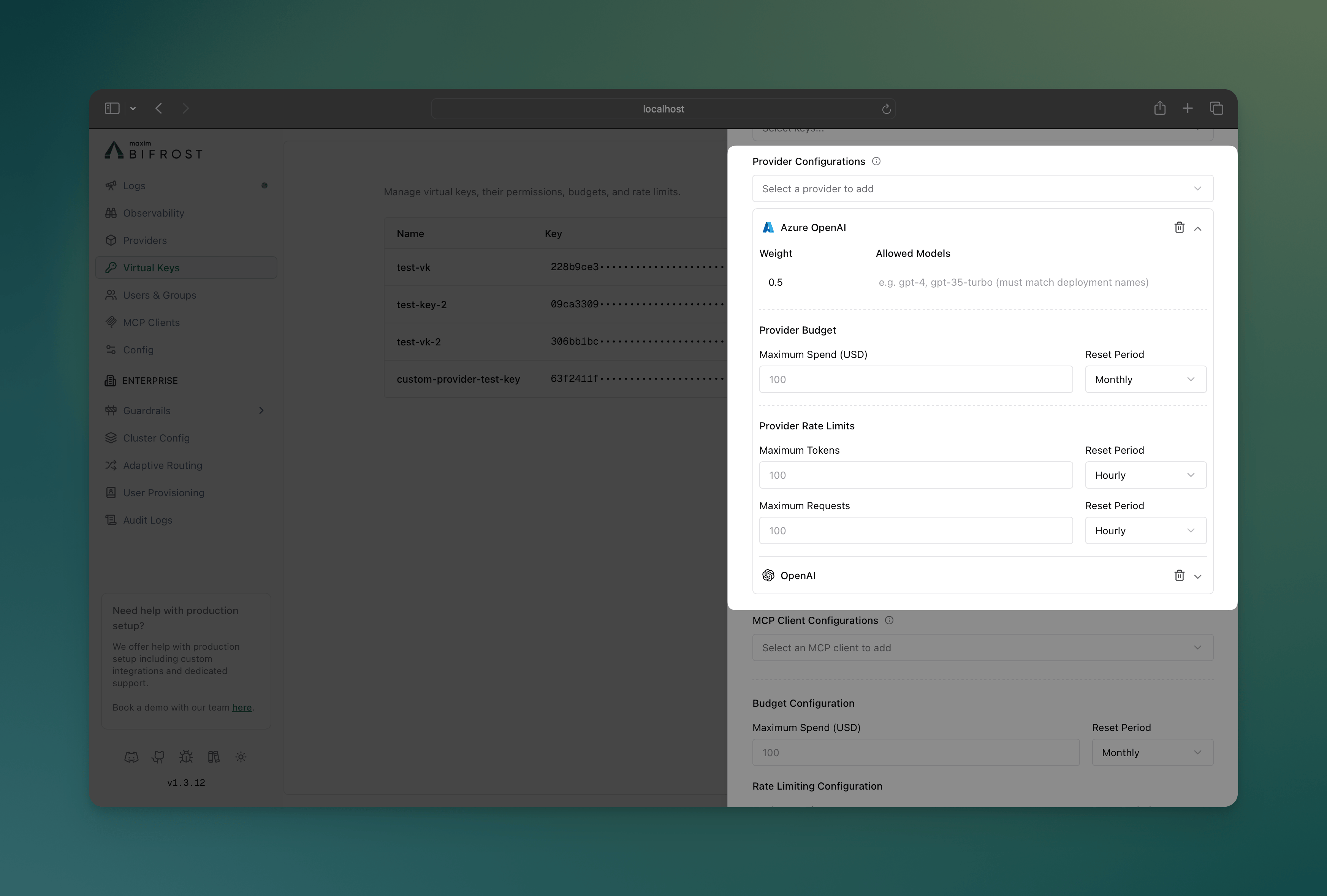 Virtual Key Provider Configuration Interface