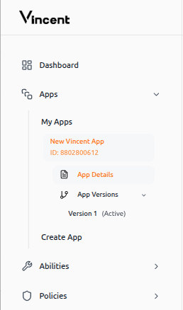 App Details menu in sidebar