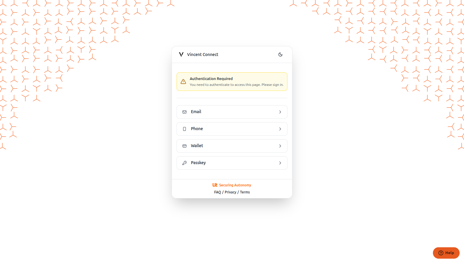 Vincent Developer Dashboard login