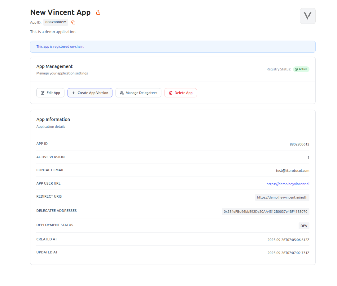 Create App Version button