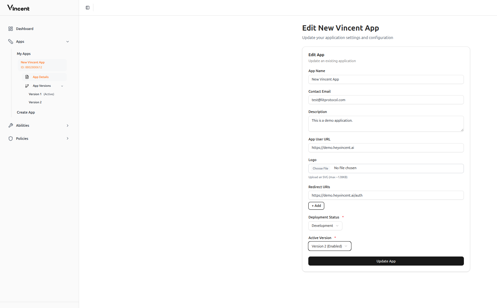 Set active version interface