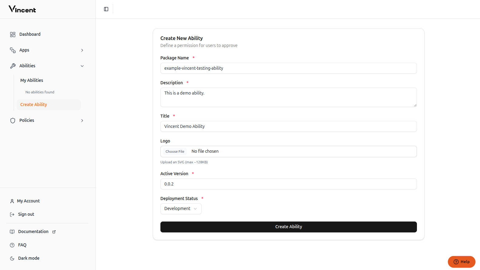 Ability details form
