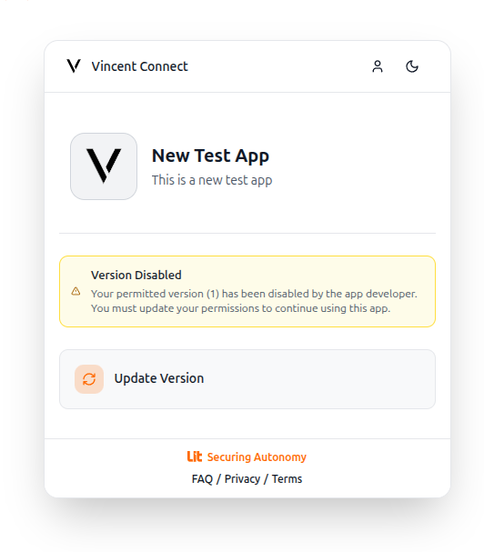 Current Version Disabled