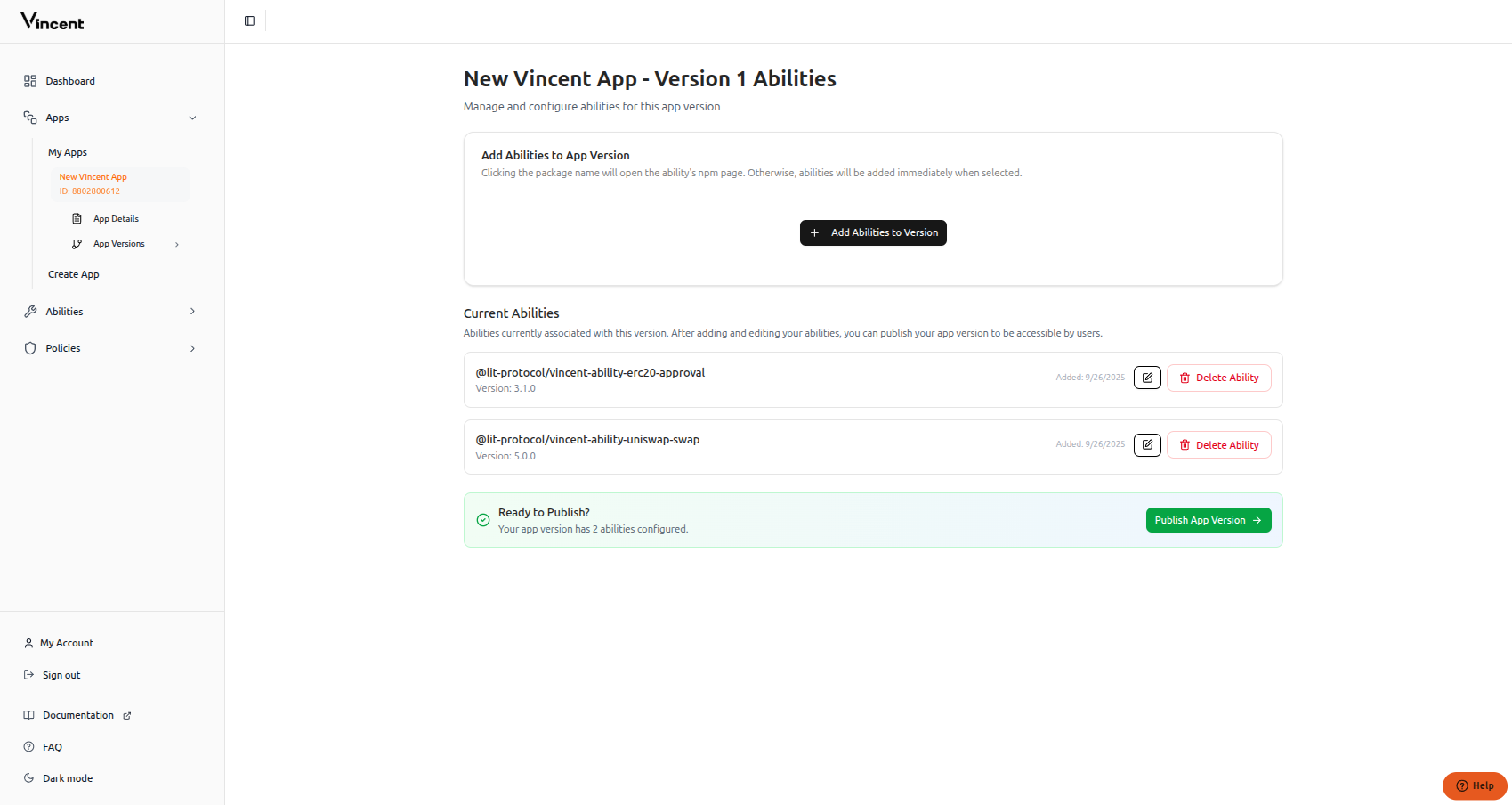 Add Abilities to Version interface