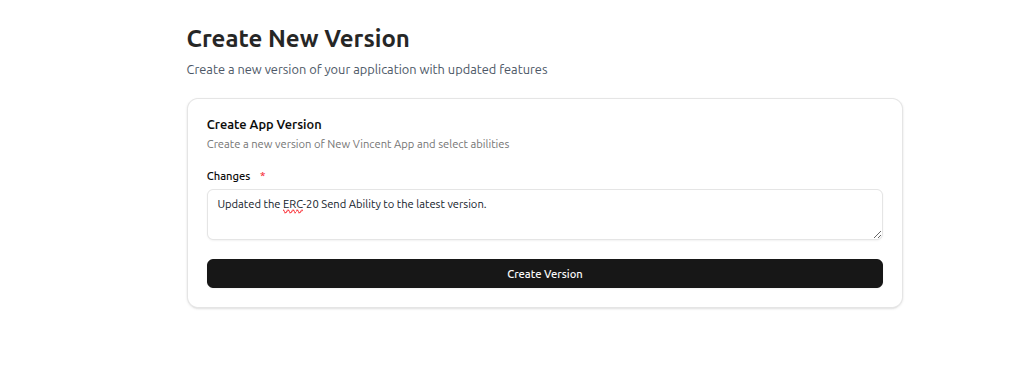 Version changes description field
