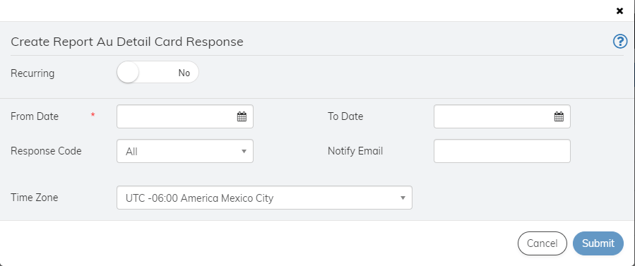 Reports 2.0 - Create Account Updater Detail Card Response Report Screen