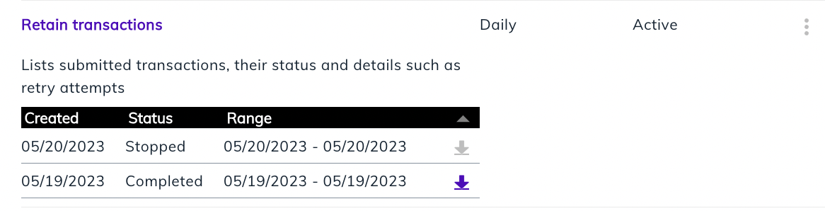Retain My Reports download report