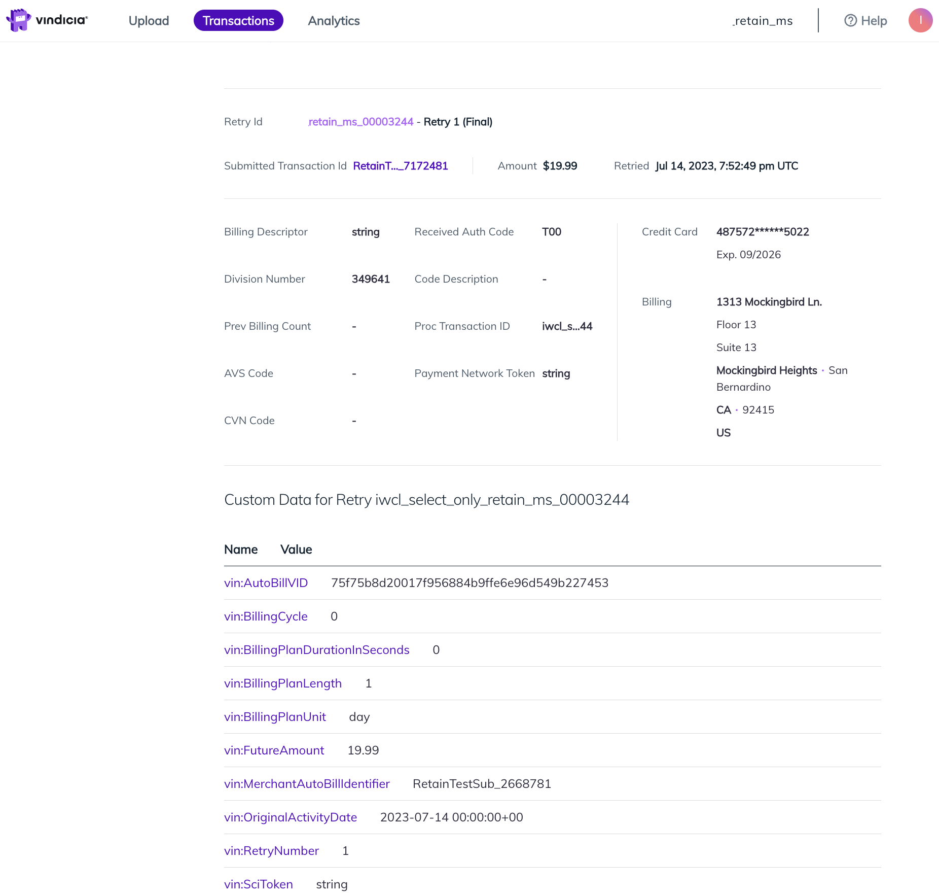 Retry Details Page Example