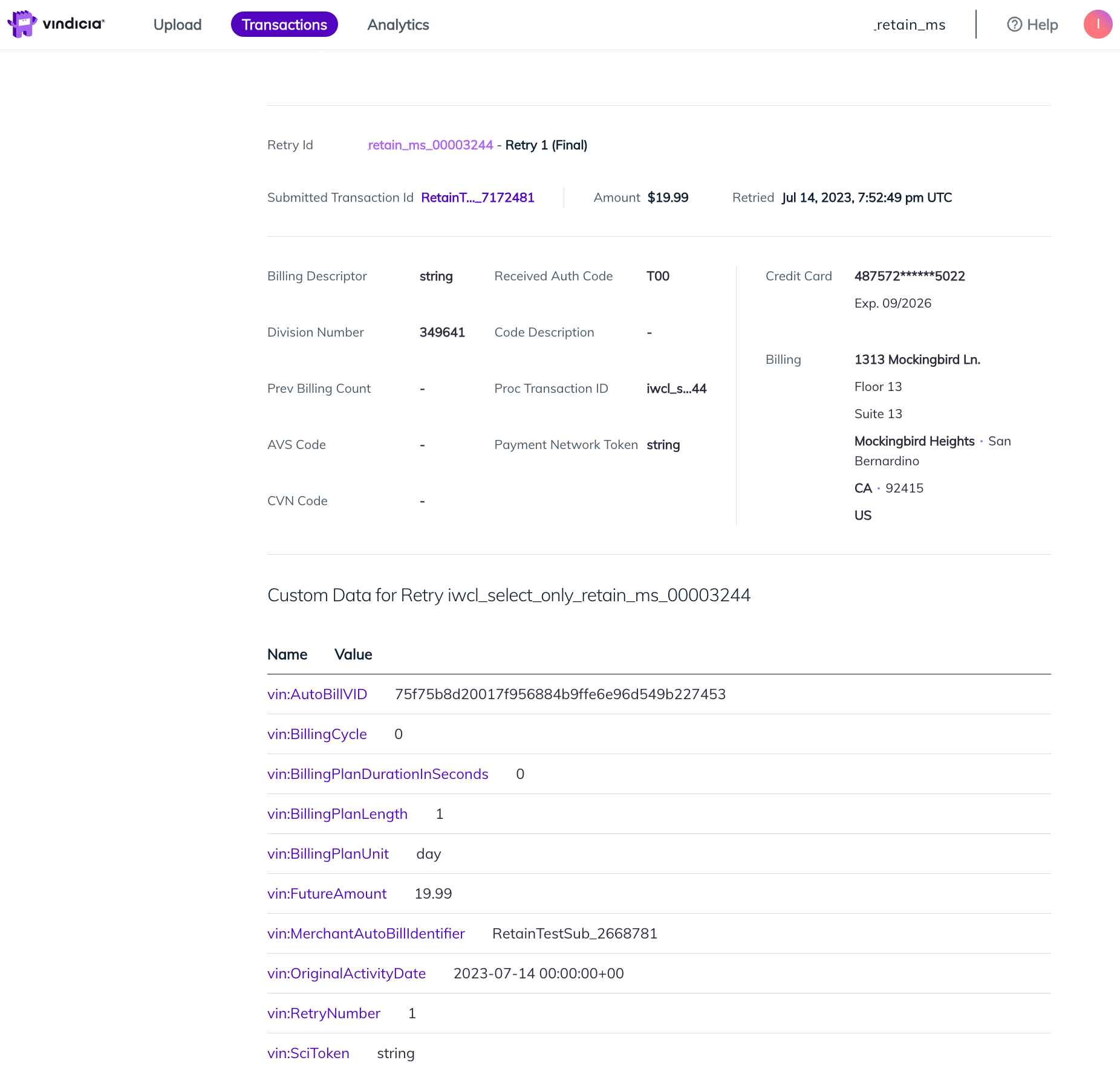 Retry Details Page Example