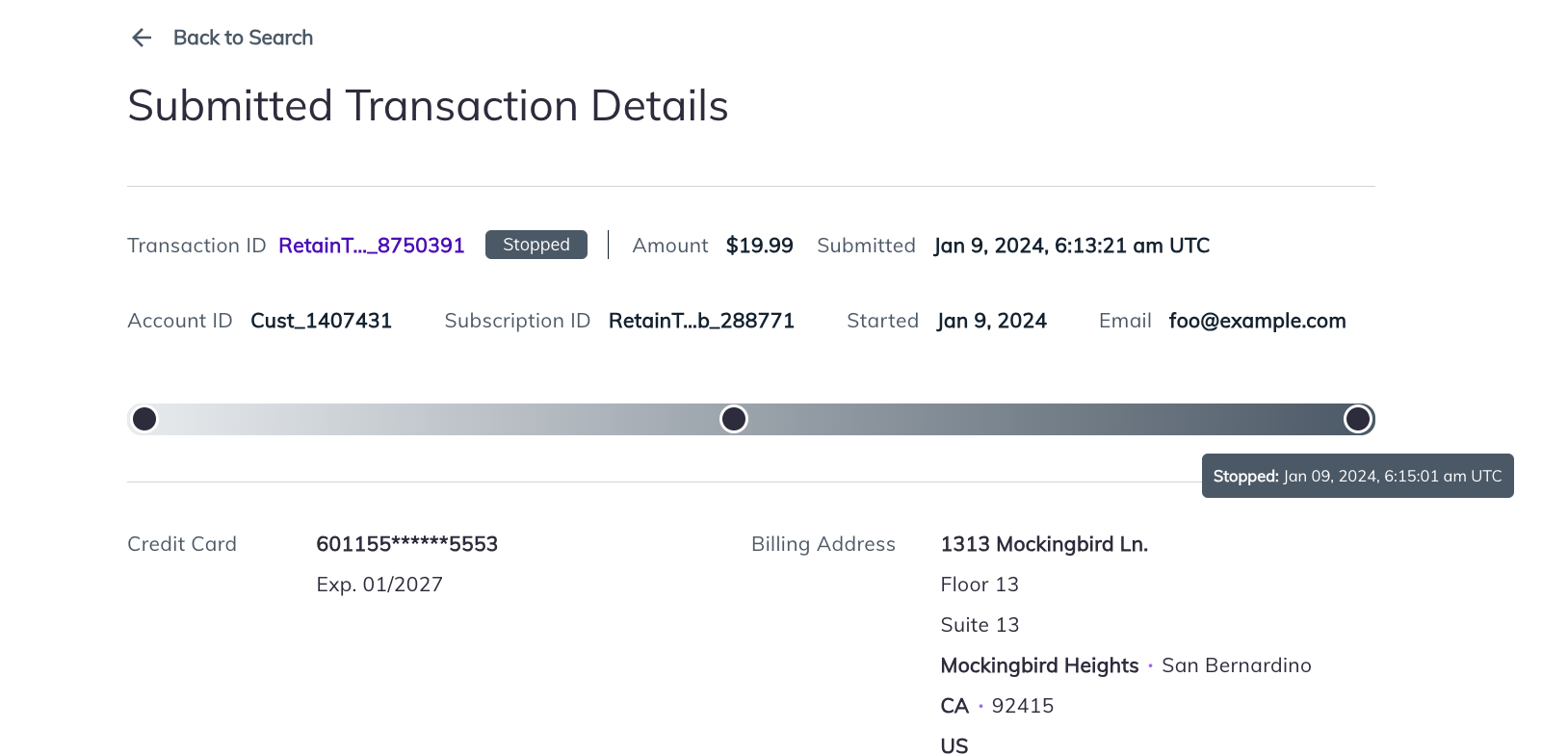 Retain Transaction Stopped example