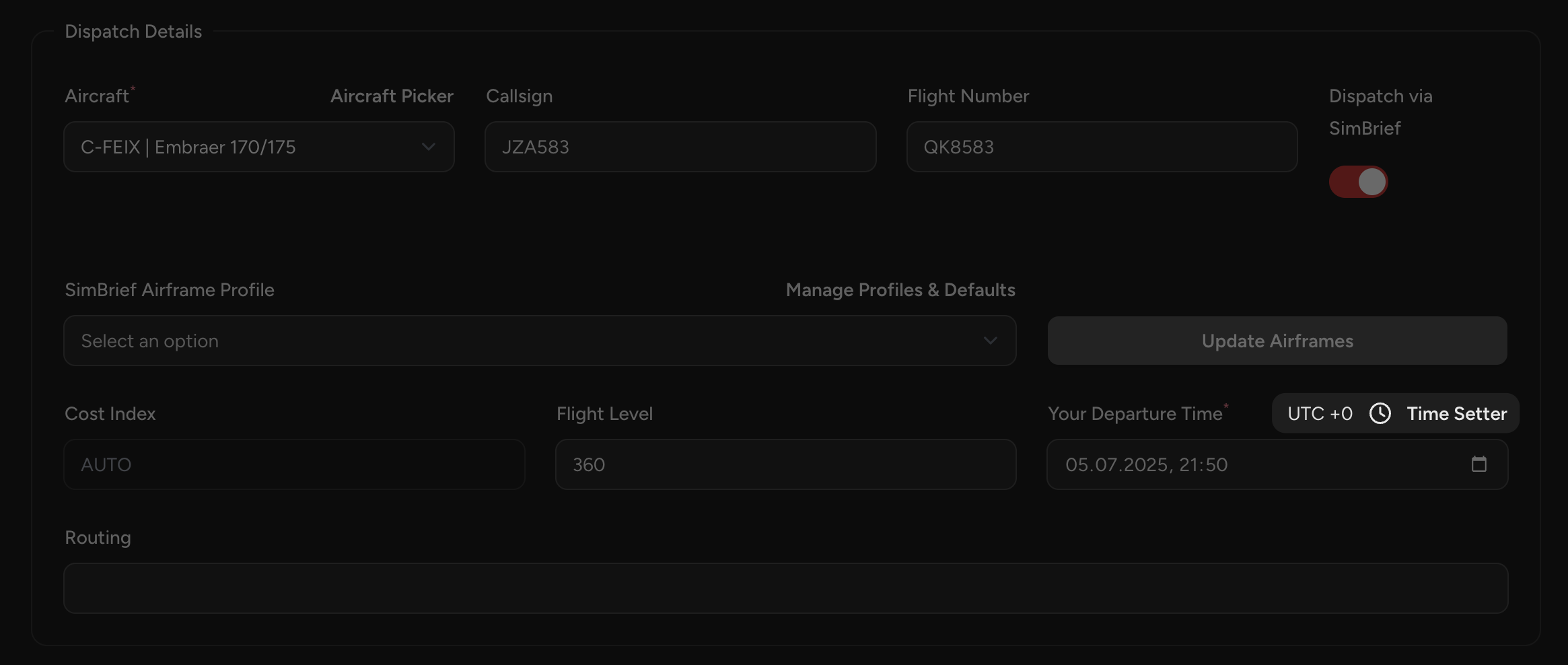 Flight Booking Dispatch Details
