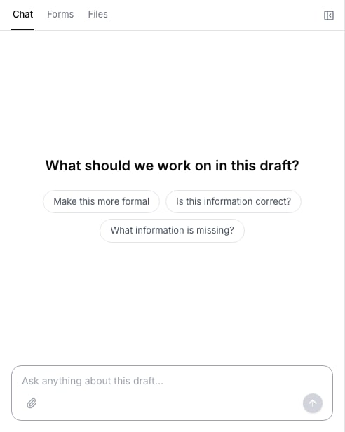 The Vera chat panel with suggested review prompts and a message field.