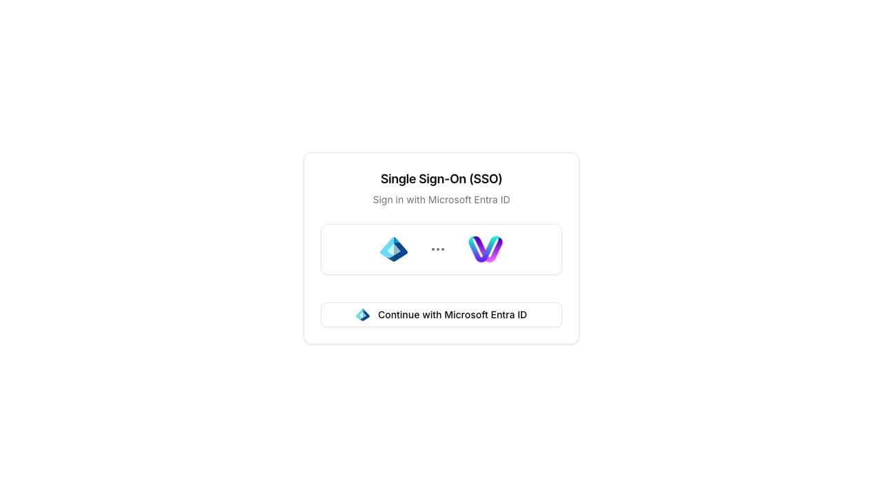 Hosted SSO page with the Microsoft Entra ID sign-in action.