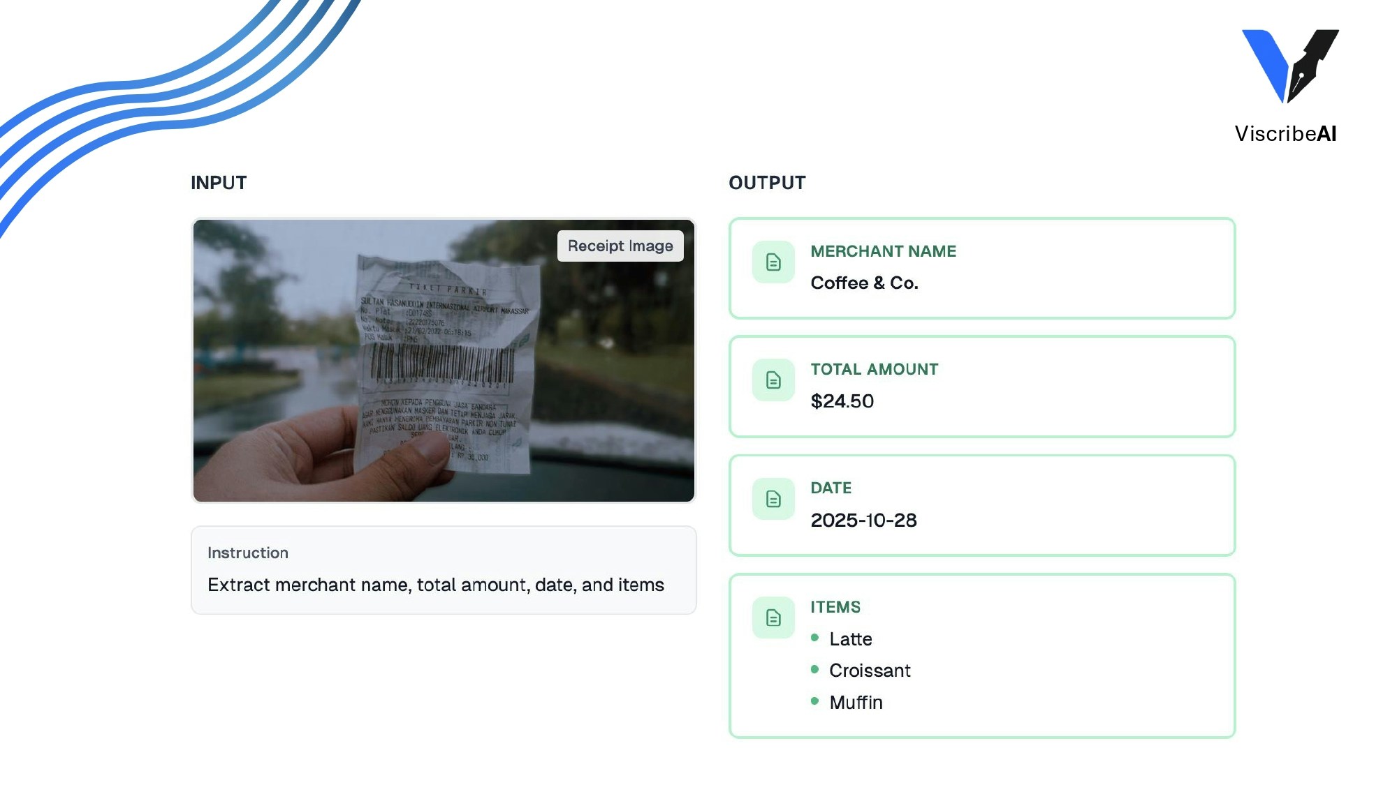 Extract Feature - Extract structured data from receipts, invoices, forms, and documents