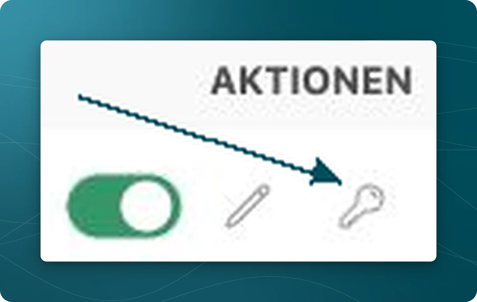 Benutzeraktionen mit Aktivschalter, Stift und markiertem Schlüsselsymbol rechts