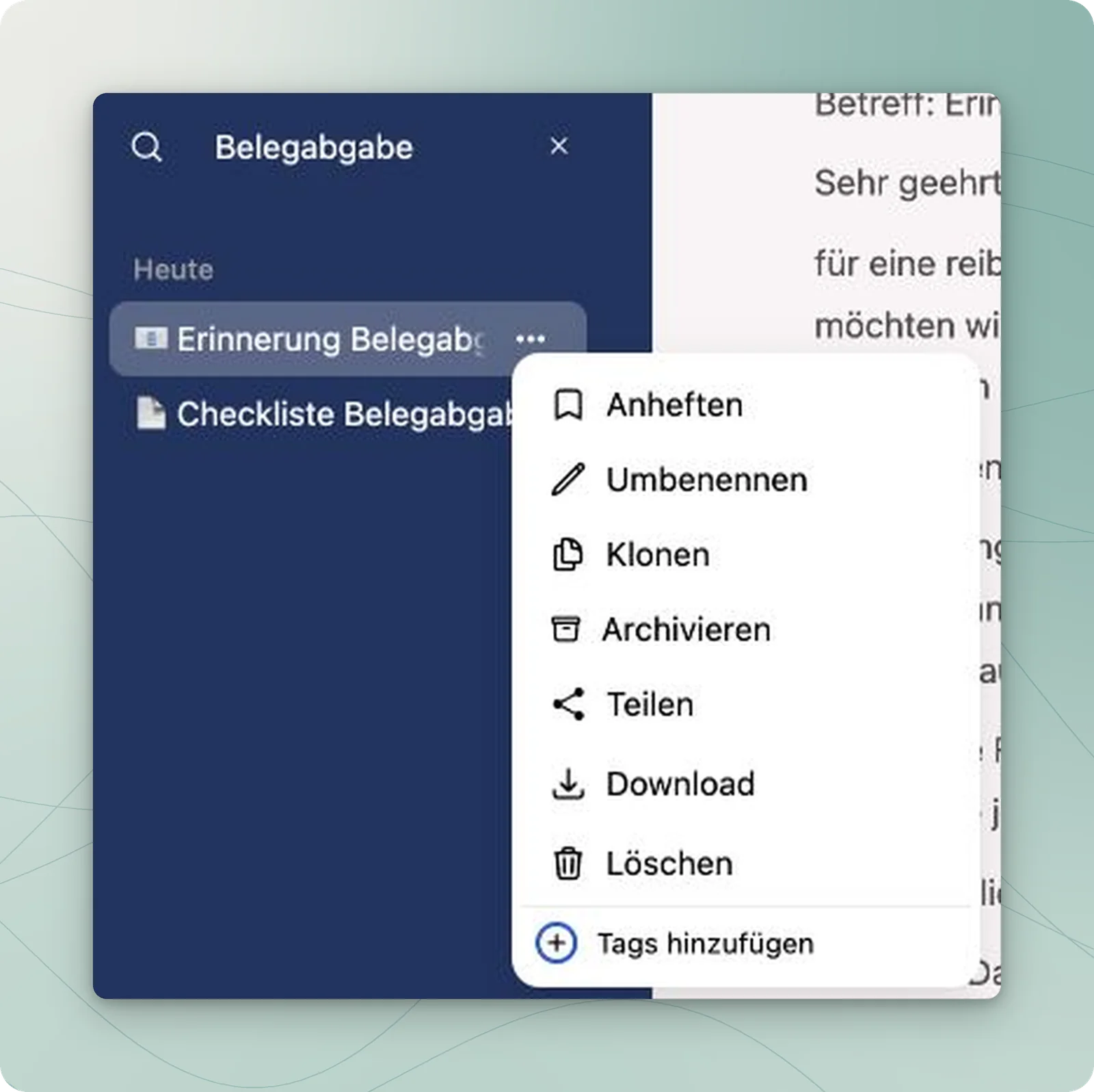 Menü eines neutralen Chats mit dem Eintrag Klonen unter Umbenennen