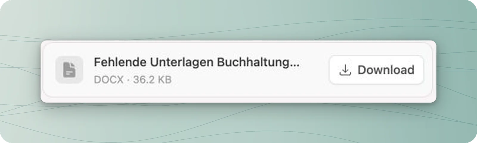 Dateikarte des Schreibens mit Dateityp DOCX und Download-Schaltfläche.