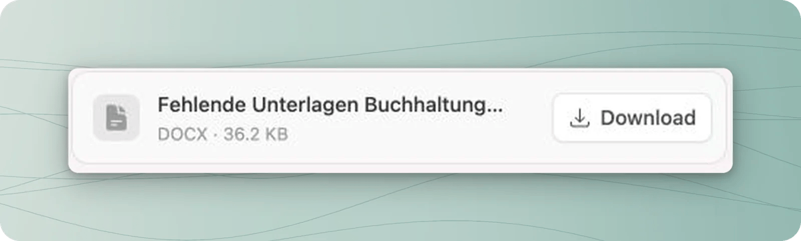 Dateikarte des Schreibens mit Dateityp DOCX und Download-Schaltfläche.
