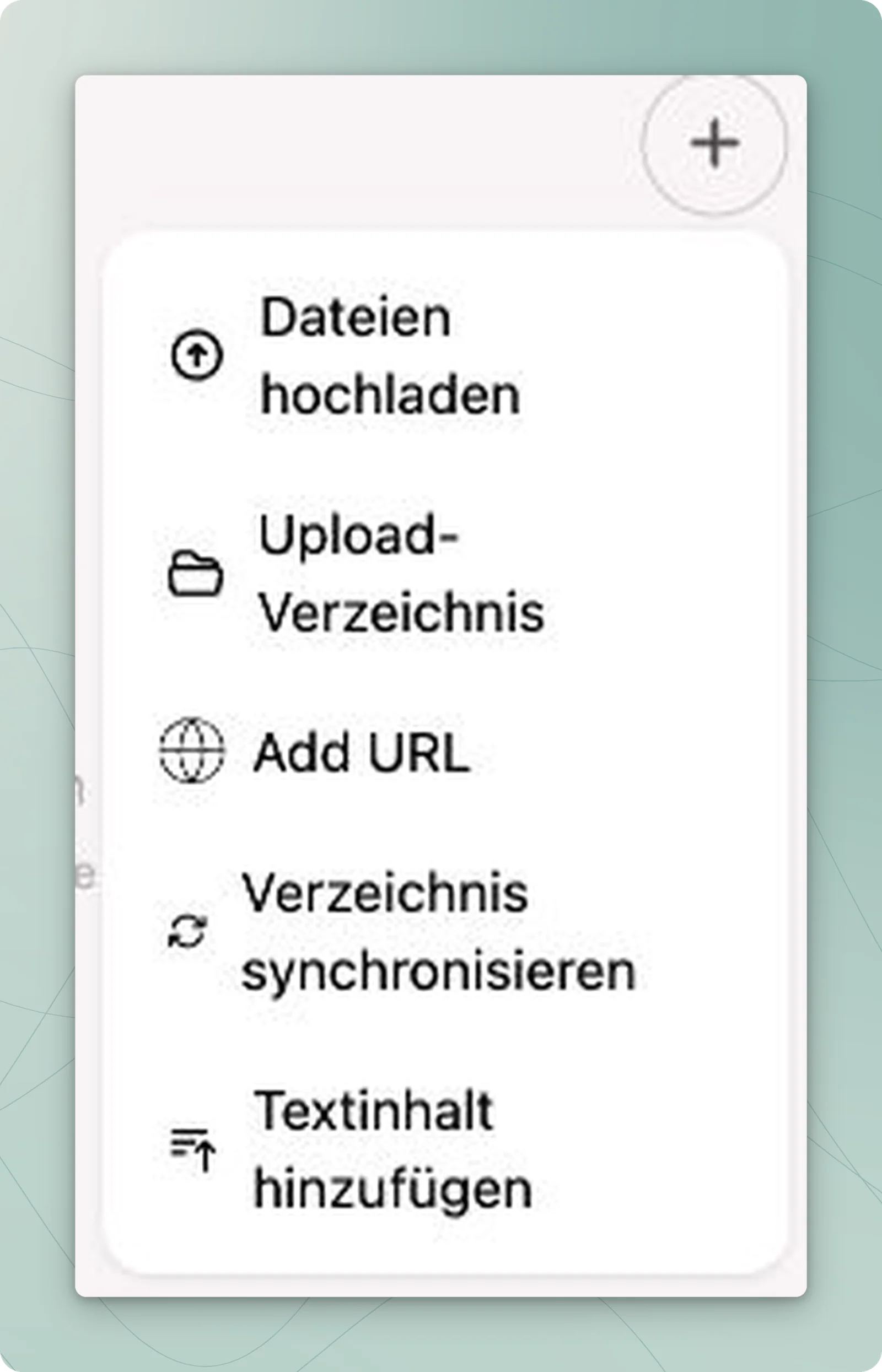 Inhaltsmenü der Wissensdatenbank mit Textinhalt hinzufügen als letztem Eintrag.