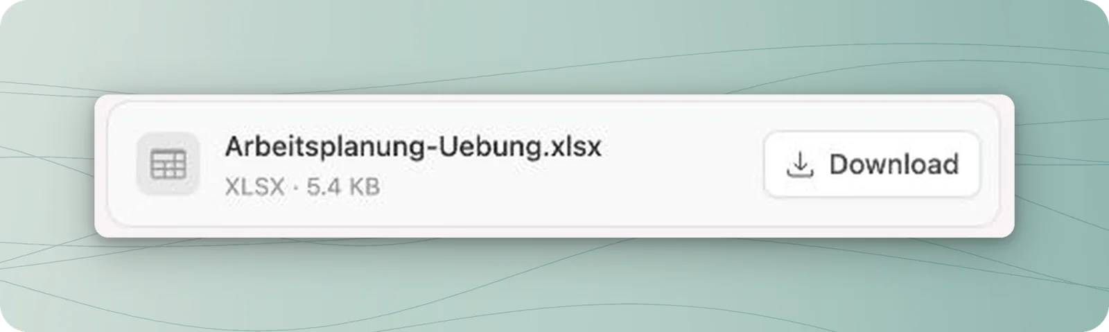 Dateikarte Arbeitsplanung-Uebung.xlsx mit Download-Schaltfläche.
