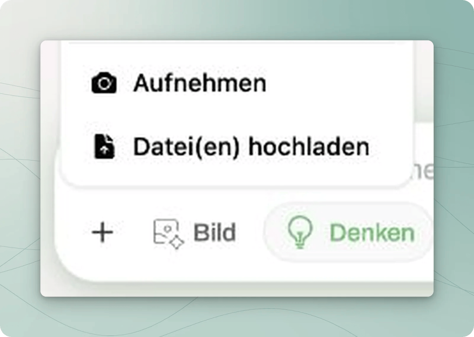 Plusmenü im Chat mit dem Eintrag Datei(en) hochladen.