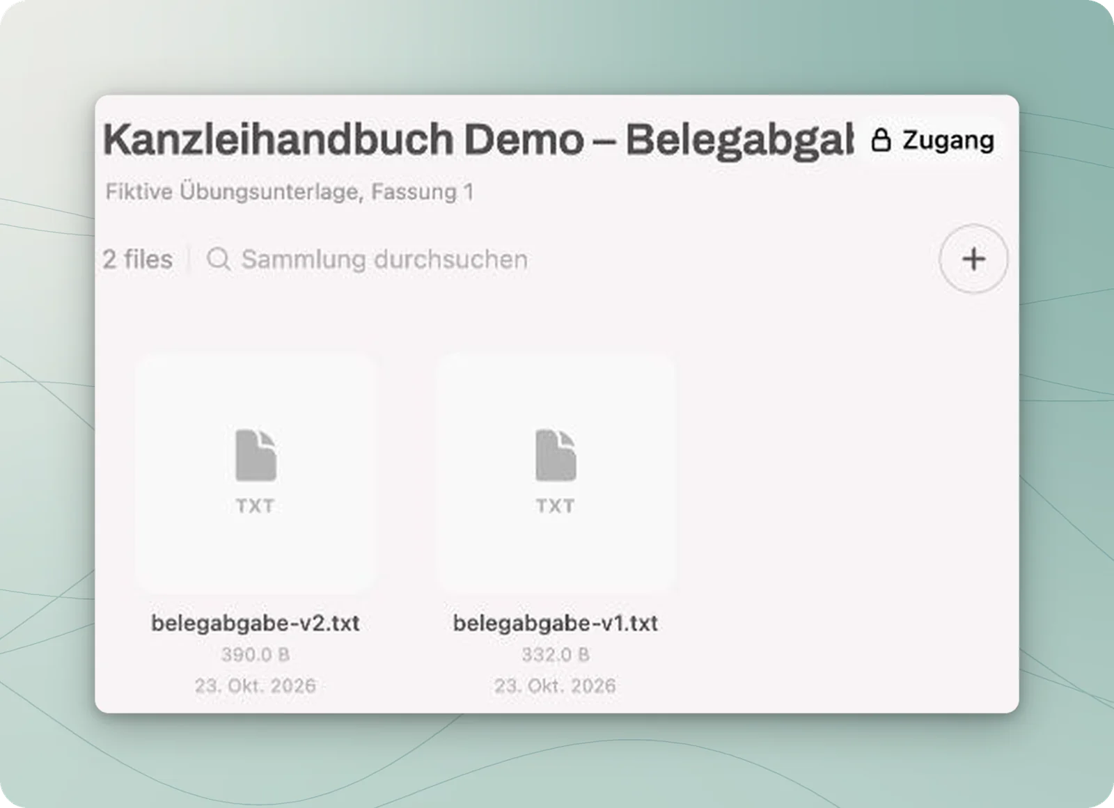 Wissenssammlung mit den Dateien belegabgabe-v1.txt und belegabgabe-v2.txt.
