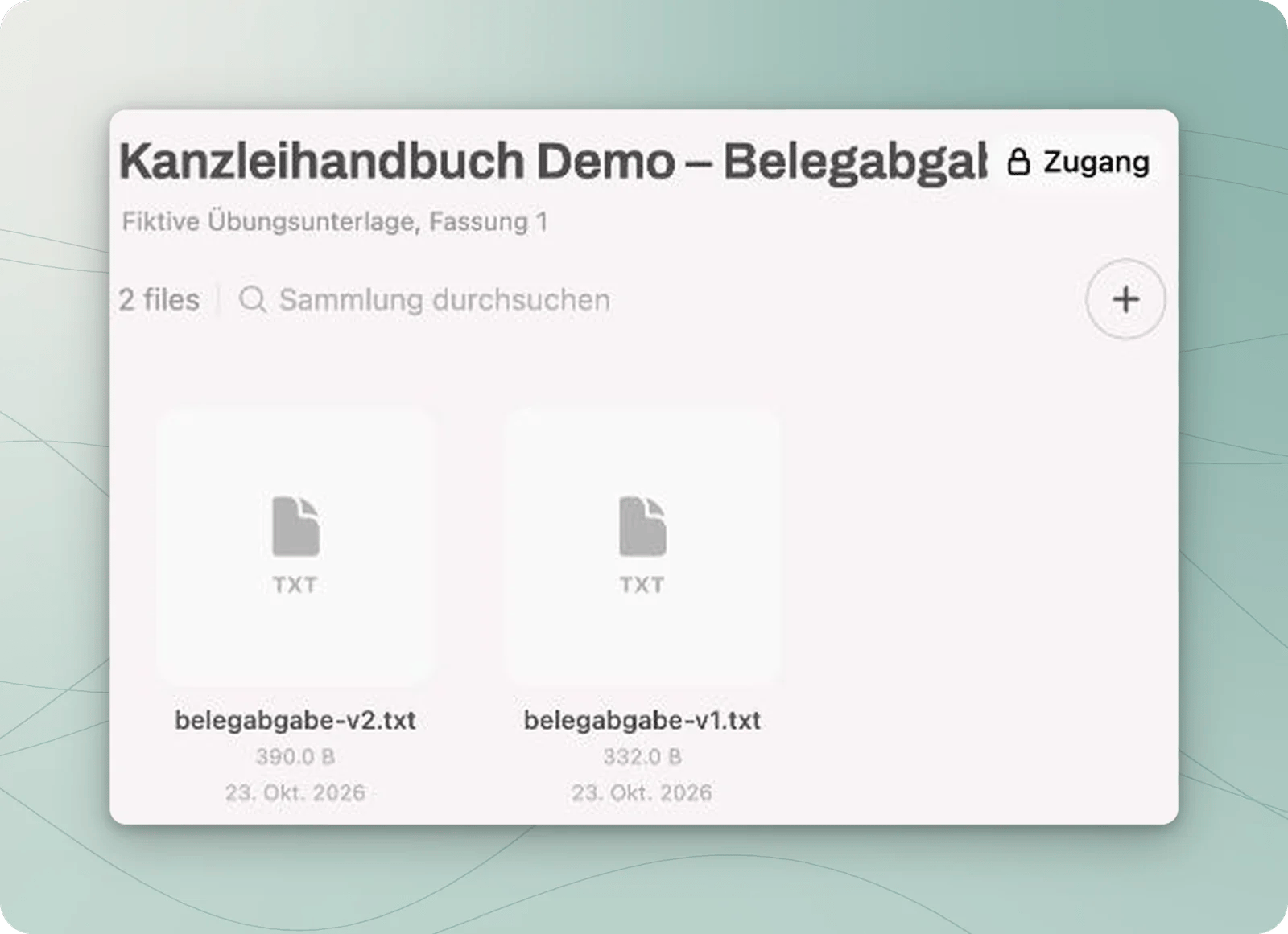 Wissenssammlung mit den Dateien belegabgabe-v1.txt und belegabgabe-v2.txt.