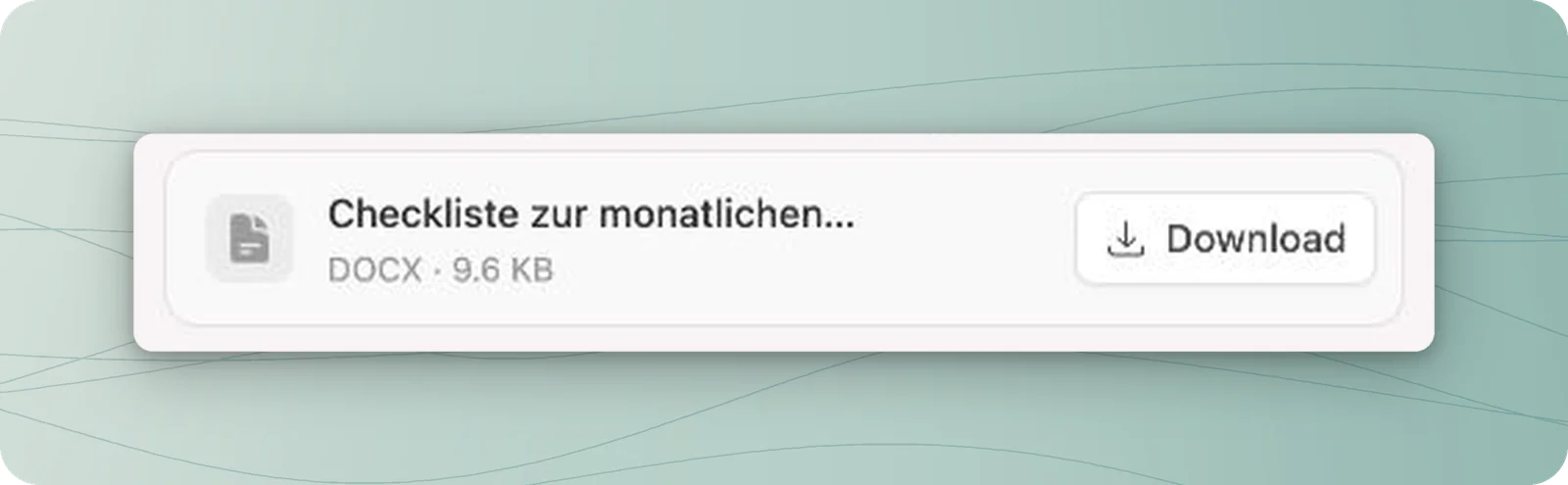 Dateikarte einer neutralen Checkliste mit Dateityp DOCX und Download-Schaltfläche.