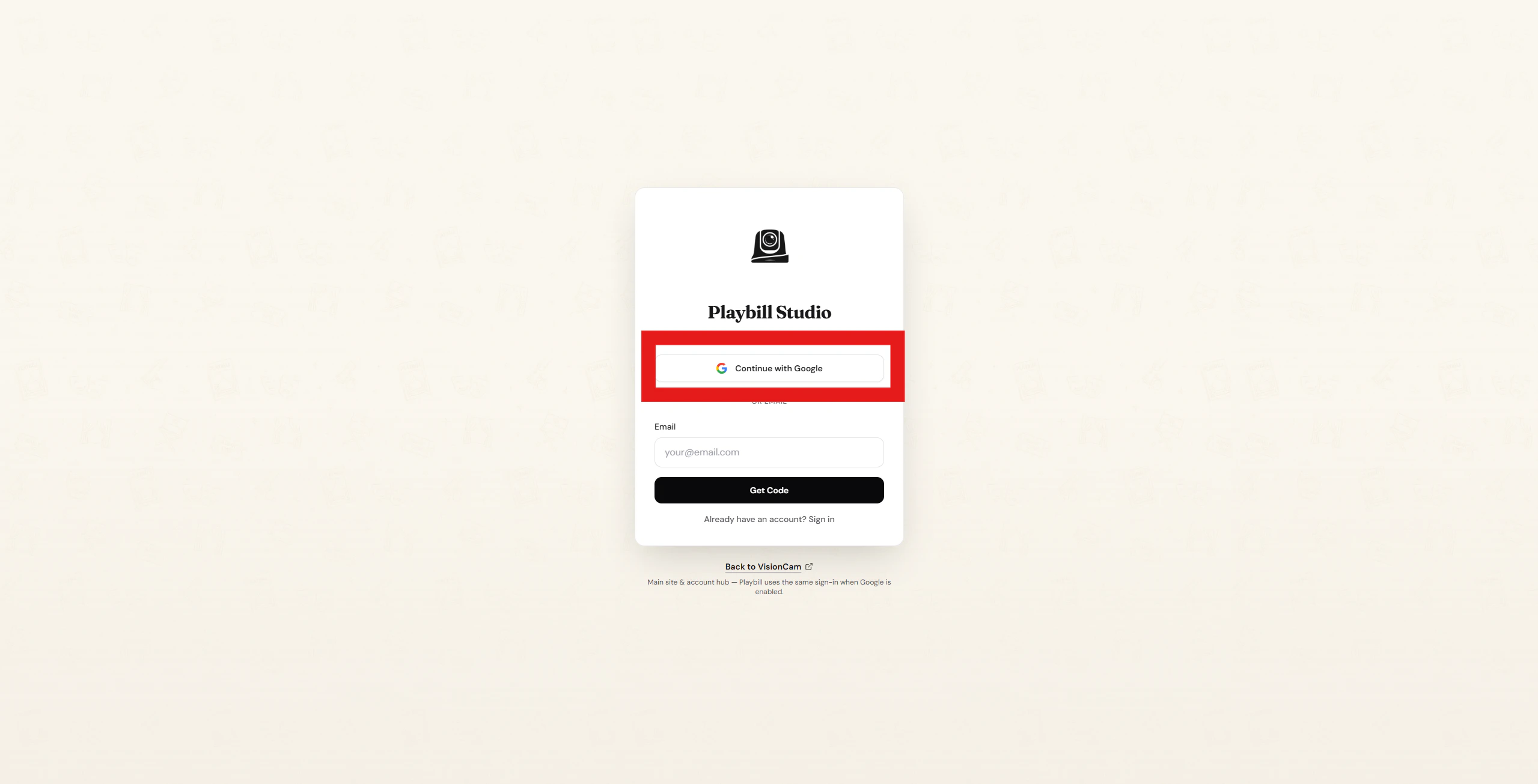 Continue with Google button