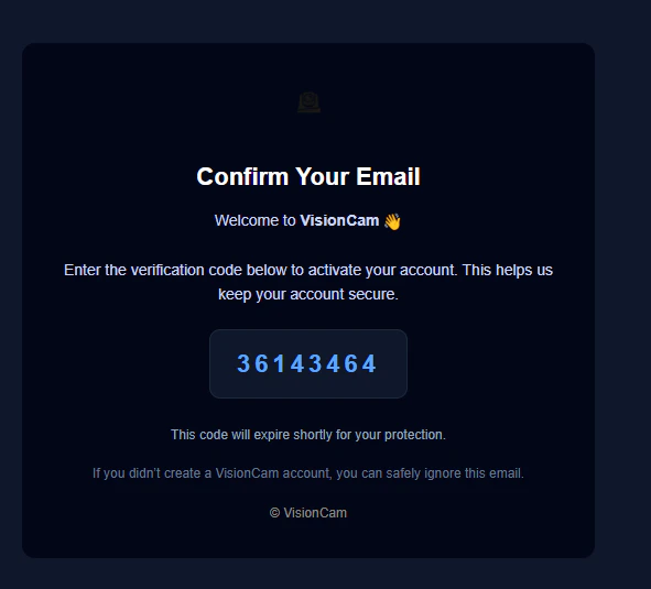 Account created confirmation