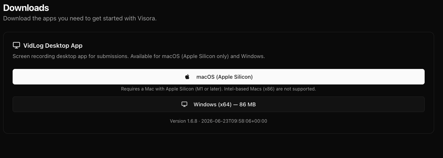 Record in VidLog download card