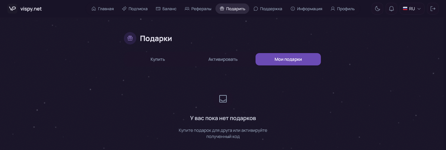 Пустой список подарков