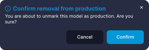 Remove from Production Confirmation