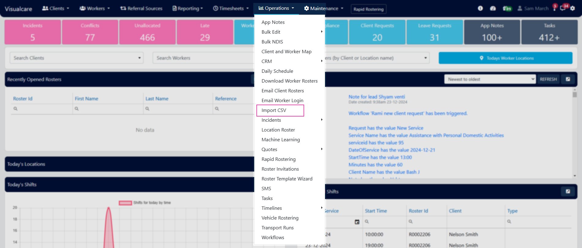 Import CSV page
