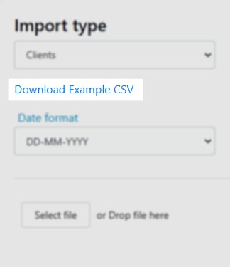 Download example CSV button
