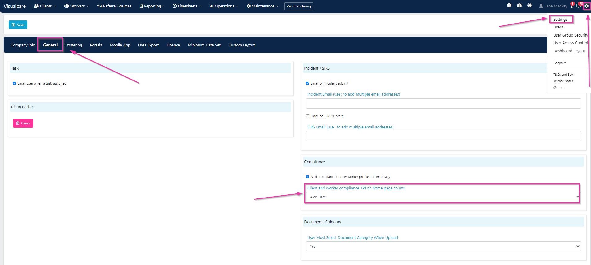 Compliance KPI date setting