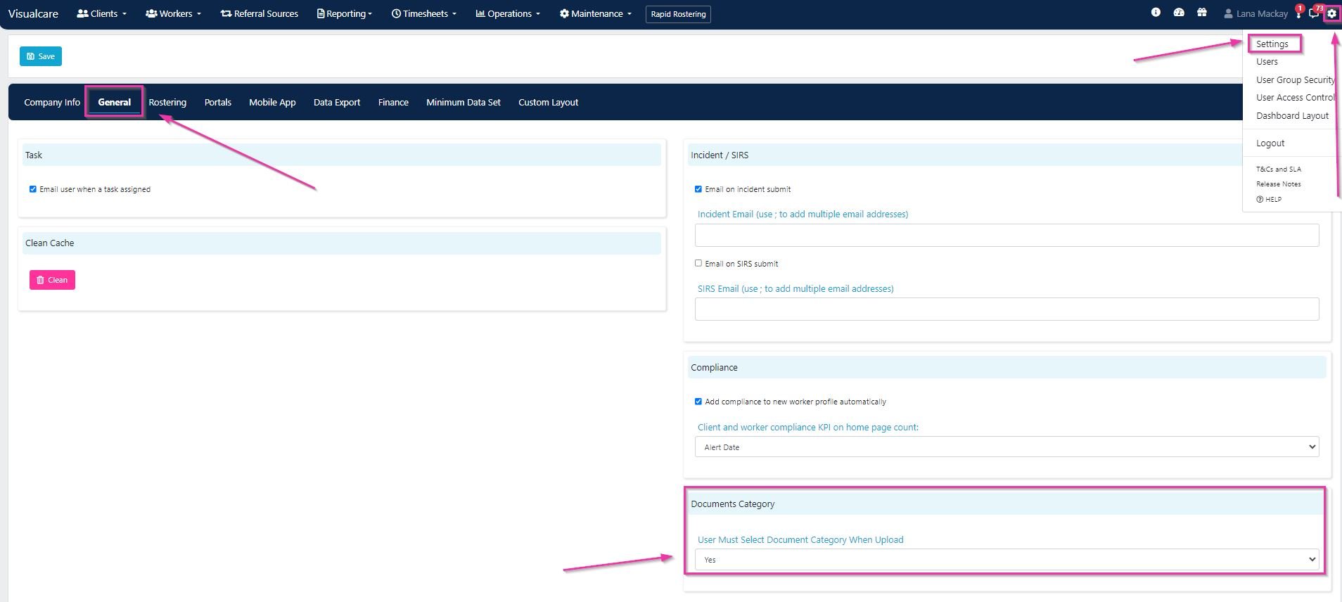 Document category setting