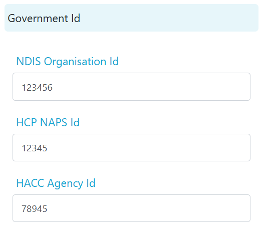 Government ID fields